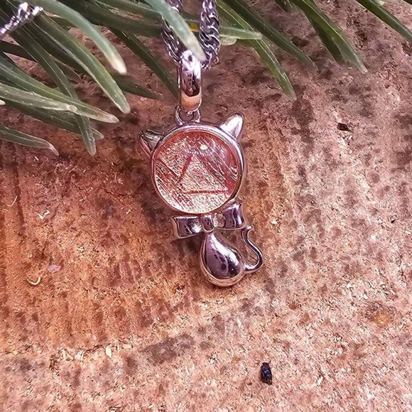 Genuine Nature Meteorite Cat 925 Stamped Pendant Necklace - Picture 10 of 10